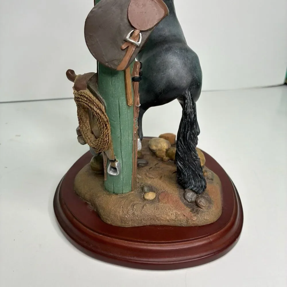 Danbury Mint Noble Black Stallion Candlestick Holder By Gianni Benveuti